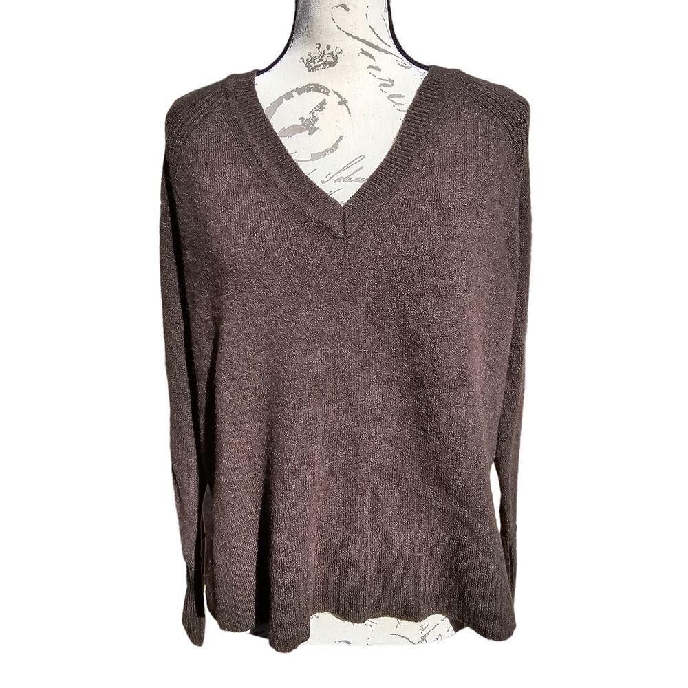 J. Crew‎ Olive Green Alpaca Blend V-Neck Long Sleeve Pullover Sweater Size S